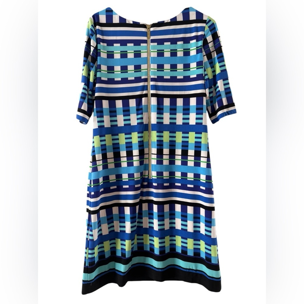Eliza J Women's White/Black/Blue Design Mini Shift Stretchy Dress‎ Size 10 - Picture 6 of 8